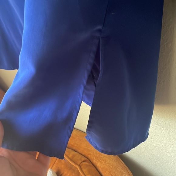 Vintage Chelsea Studio blue polyester ruffled long sleeve button down shirt - Picture 7 of 7